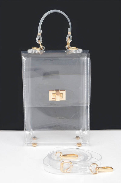 Transparent Top Handle Flap Clutch - Ebony's Shopping