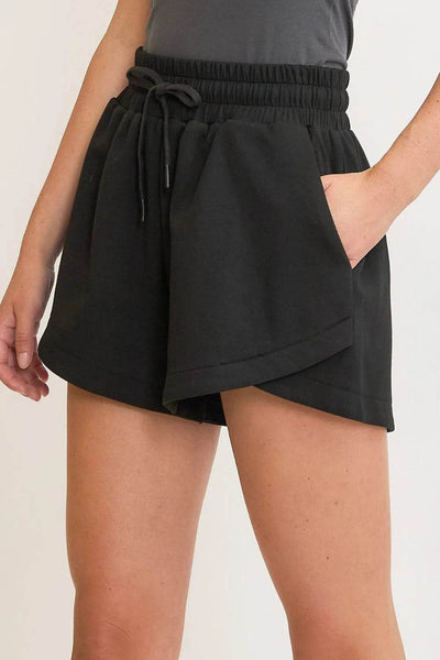 Umgee Full Size Drawstring Sweatshorts with Pockets Plus Size - Ebony's Shopping