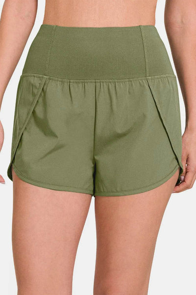 Zenana High-Waisted Zippered Back Pocket Active Shorts - Ebony's Shopping