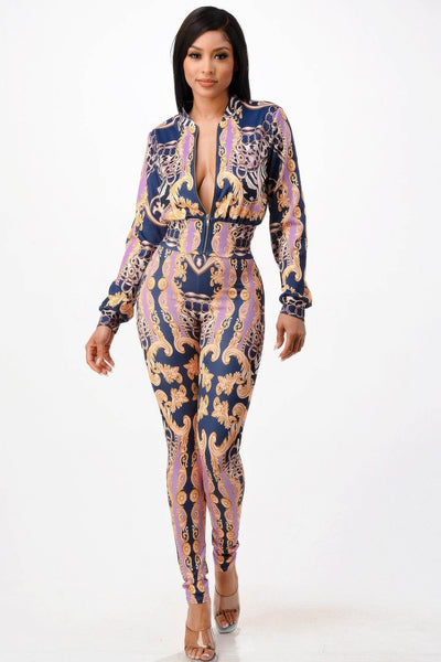 Zip-up Style Jacket With Leggings Set - Ebony's Shopping